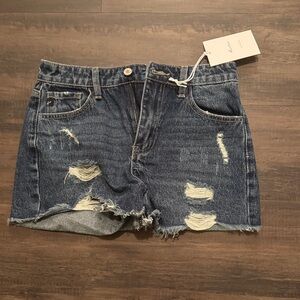 KanCan Dark Blue Distressed Jean Shorts
